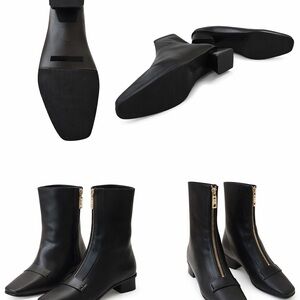 Tina Cus Black Leather Ankle Boots Size Ladies 9.5